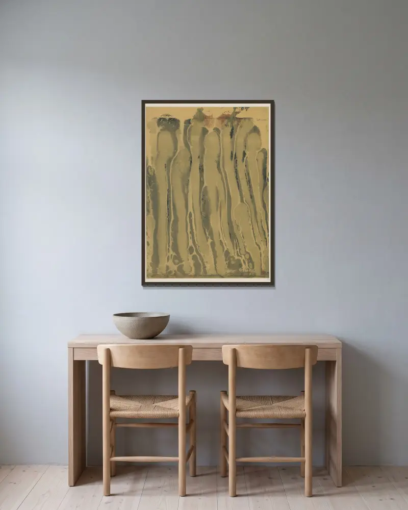 Marmorpapier, 1894 – nr 1 av Otto Eckmann inramad på en vägg
