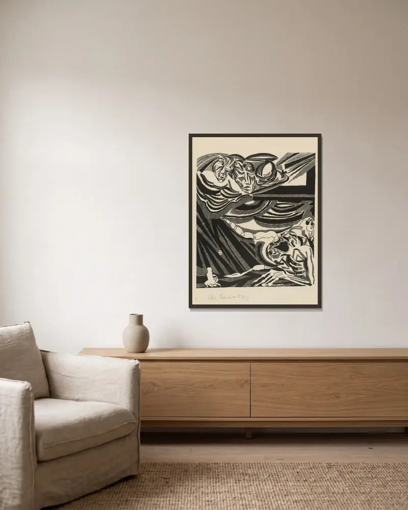 Die Zeichen, 1919 – Nr. 4 von Otto Freundlich gerahmt an einer Wand