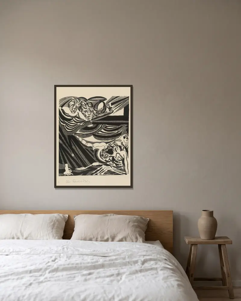 Die Zeichen, 1919 – Nr. 4 von Otto Freundlich gerahmt an einer Wand