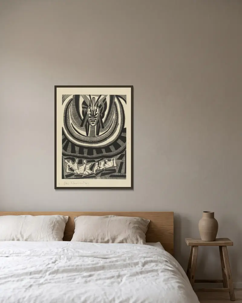 Die Zeichen, 1919 – Nr. 5 von Otto Freundlich gerahmt an einer Wand
