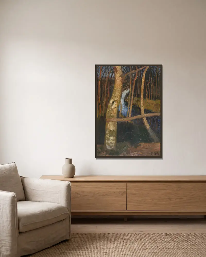 Birken am Moorgraben av Otto Modersohn inramad på en vägg