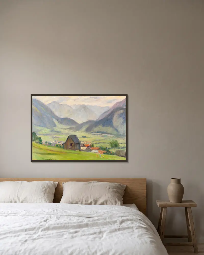 Pohled do údolí (Hindelang), Otto Modersohn v rámu na stěně
