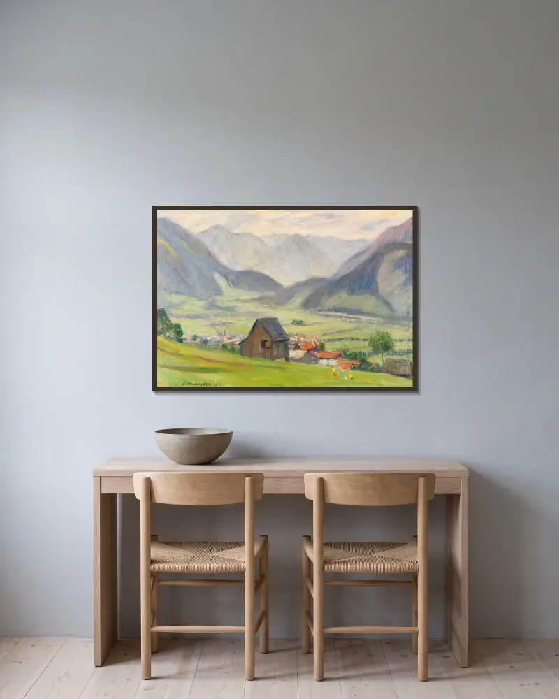 Pohled do údolí (Hindelang), Otto Modersohn v rámu na stěně