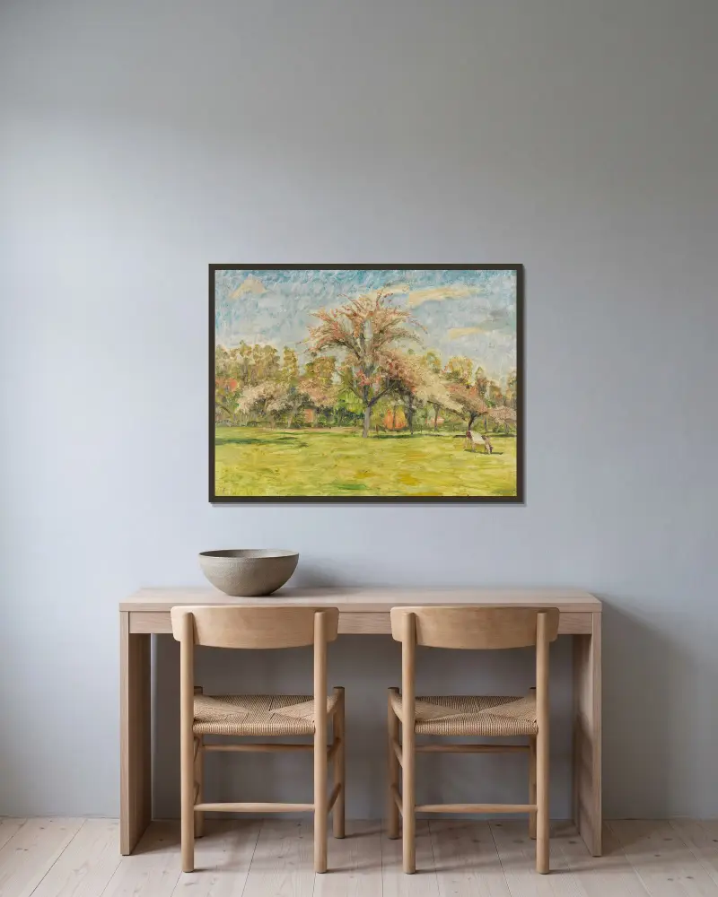 Frühling av Otto Modersohn inramad på en vägg