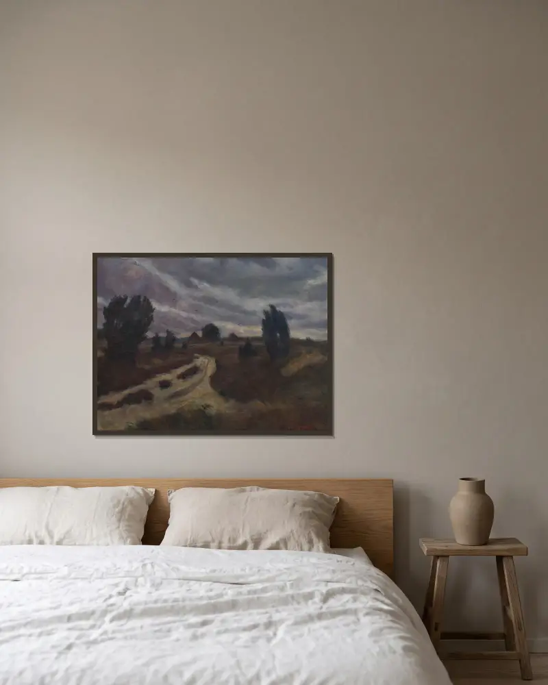 Lüneburger Heide av Otto Modersohn inramad på en vägg