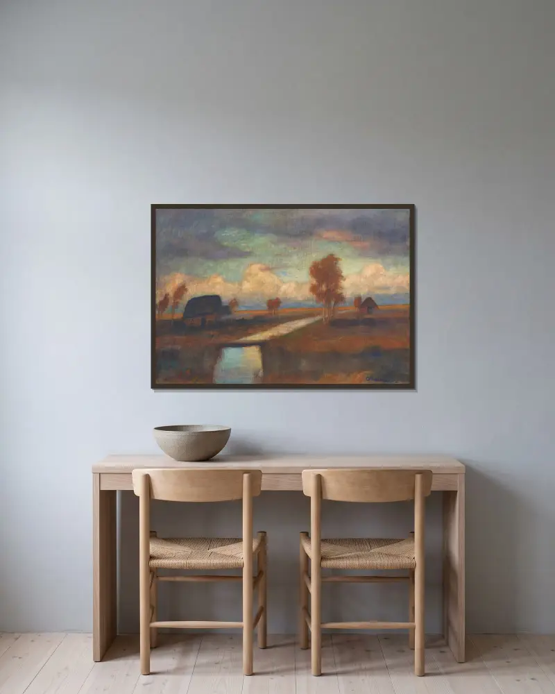 Vřesovištní krajina, Otto Modersohn v rámu na stěně