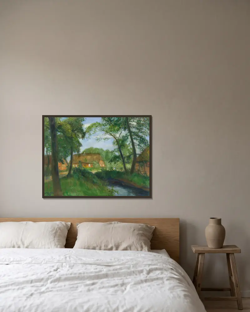 Sommer im alten Dorf (am Ortseingang von Fischerhude) av Otto Modersohn inramad på en vägg
