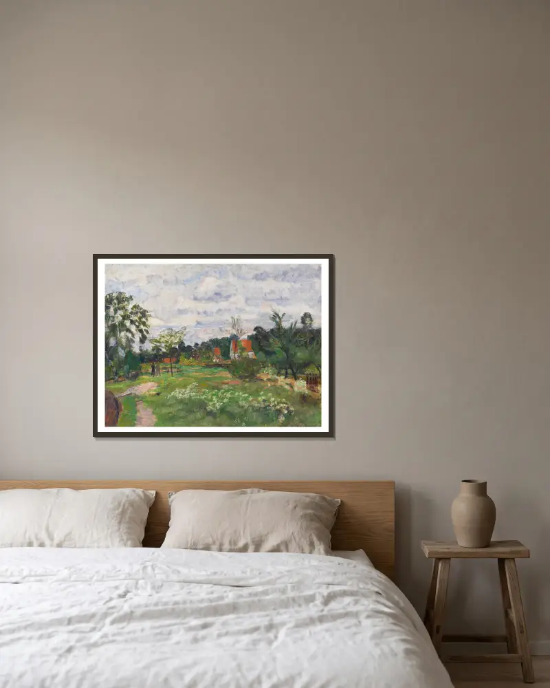 Letní krajina v Quelkhornu, Otto Modersohn v rámu na stěně