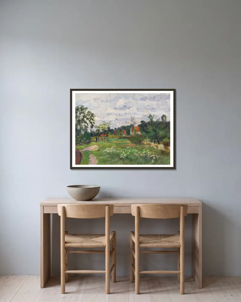 Letní krajina v Quelkhornu, Otto Modersohn v rámu na stěně