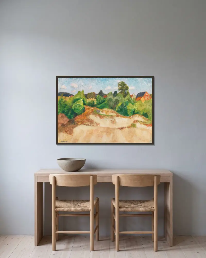 Sommerliche Dünenlandschaft in Quelkhorn bei Fischerhude av Otto Modersohn inramad på en vägg