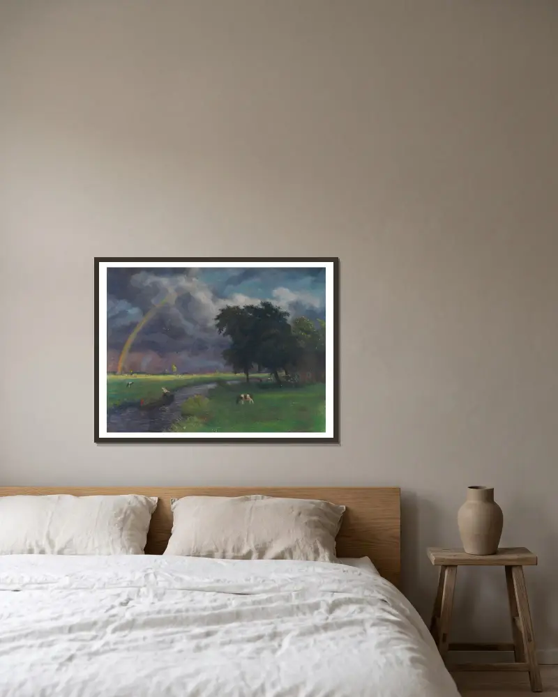 Wiesenlandschaft nach dem Regen (tiefe Sonne) av Otto Modersohn inramad på en vägg