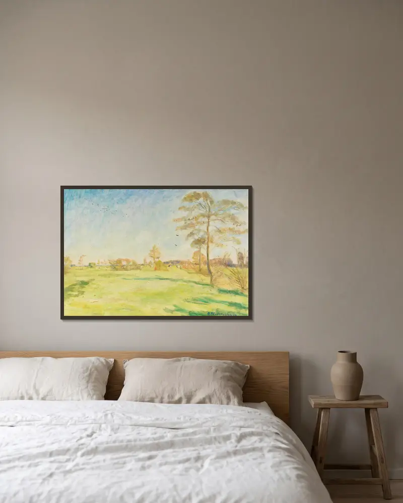 Wümmelandschaft mit Kühen av Otto Modersohn inramad på en vägg