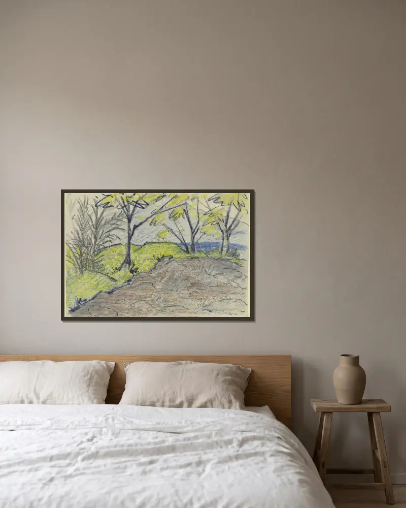 Landscape av Otto Mueller inramad på en vägg