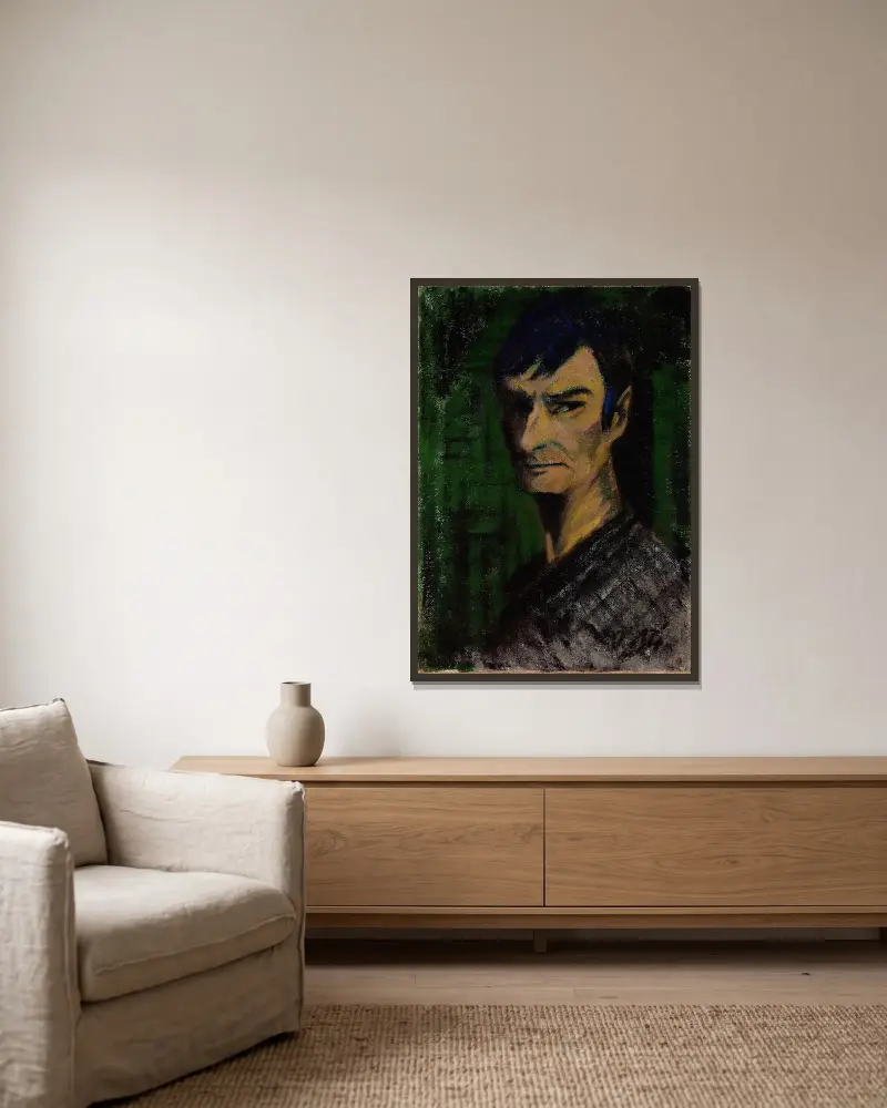 Self-Portrait av Otto Mueller inramad på en vägg