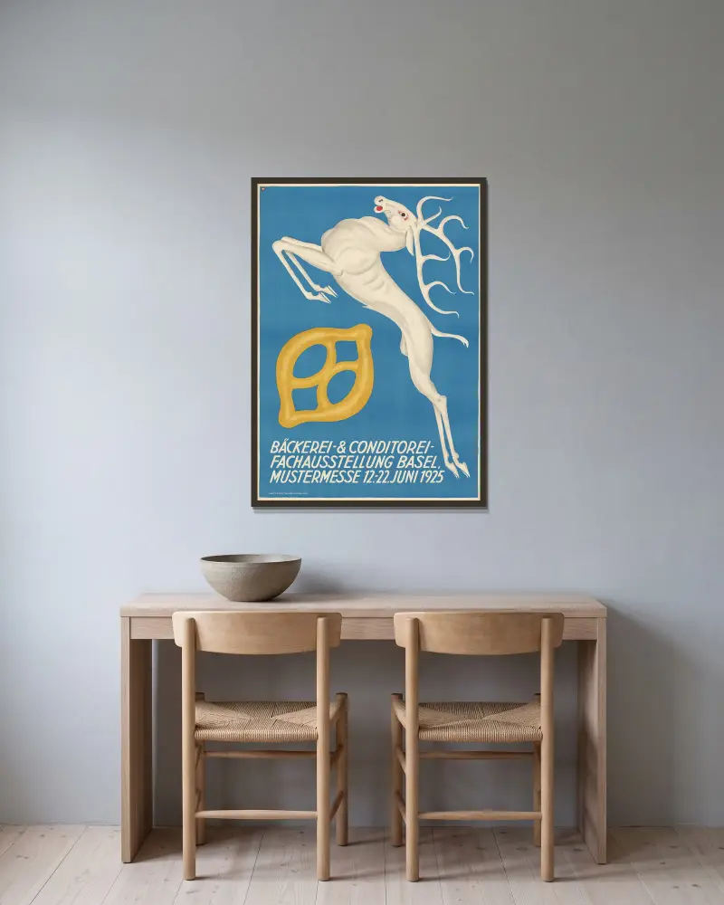 Bäckerei- und Conditorei-Fachausstellung Basel von Otto Plattner gerahmt an einer Wand