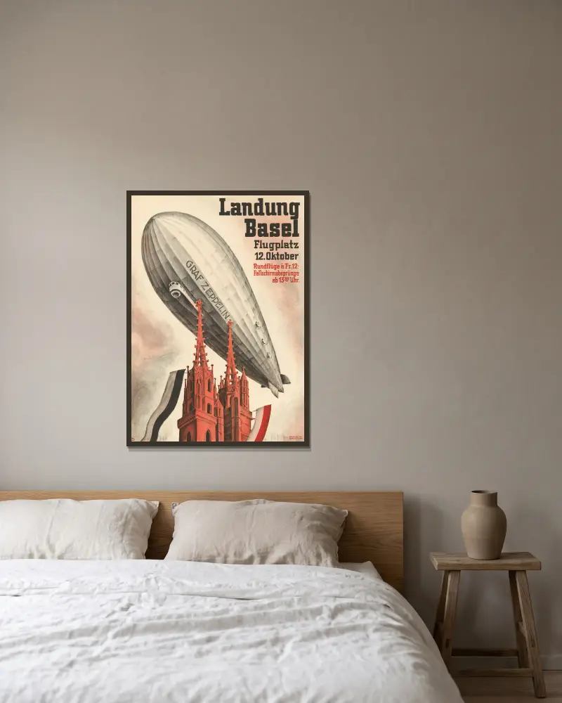 Graf Zeppelin – Lądowanie w Bazylei, Otto Plattner w ramie na ścianie