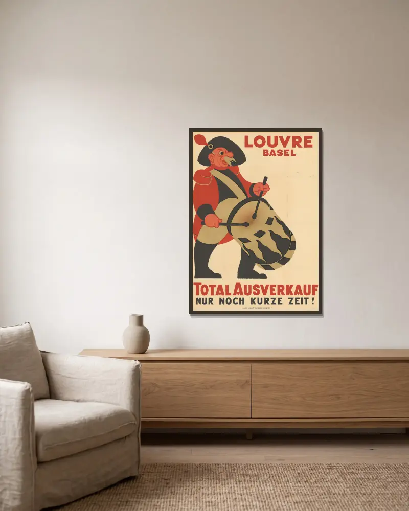 Louvre Basel – Total Ausverkauf von Otto Plattner gerahmt an einer Wand