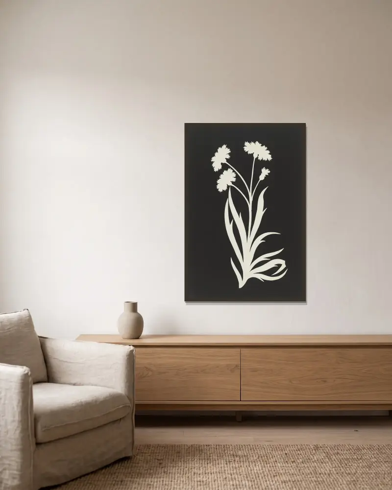 Kornblume von Philipp Otto Runge gerahmt an einer Wand