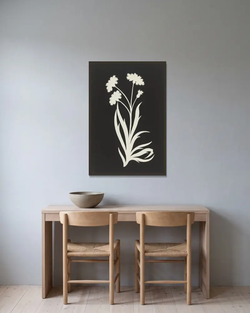 Kornblume von Philipp Otto Runge gerahmt an einer Wand
