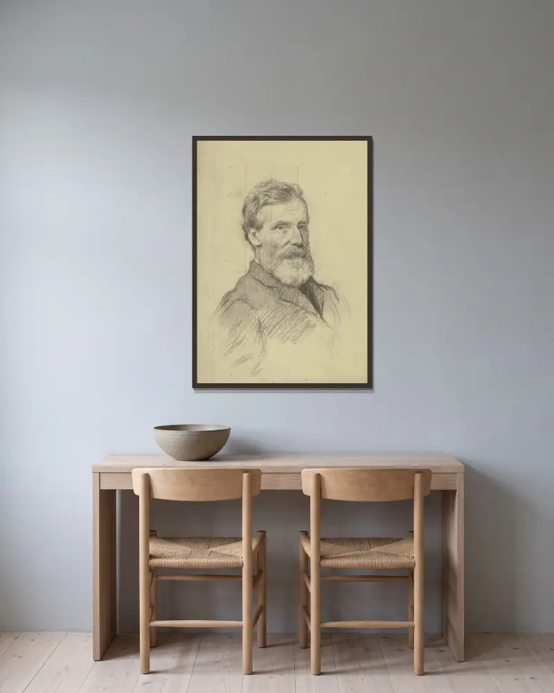 Bildnis Dr. George Bird av Otto Scholderer inramad på en vägg