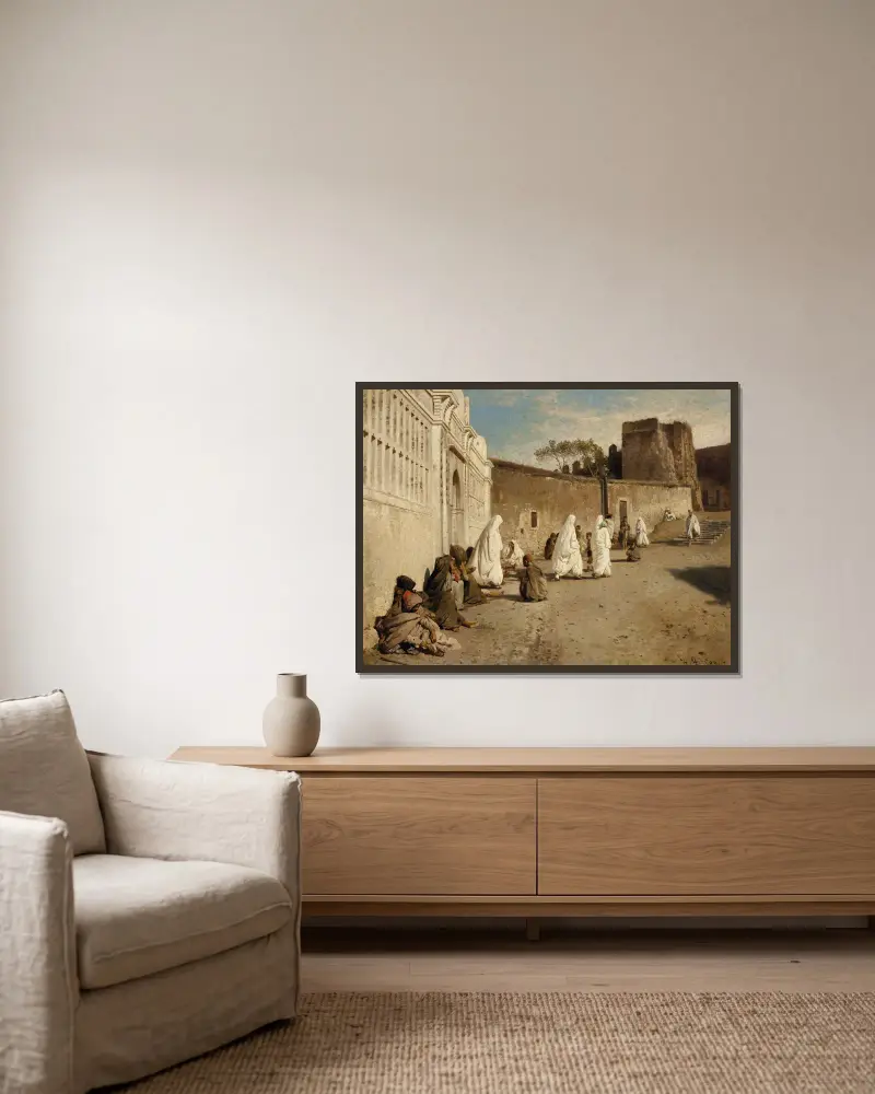 Entrén till Alhambra, Spanien av Hermann Ottomar Herzog inramad på en vägg