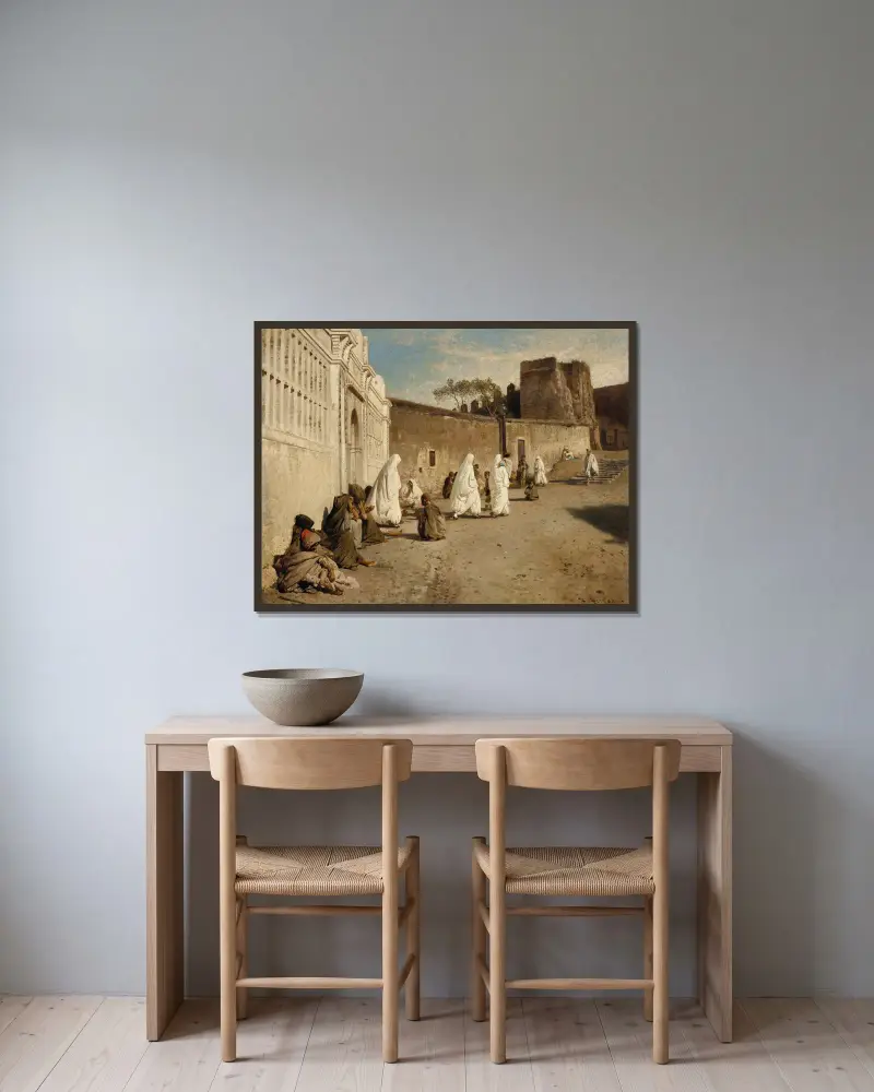 Entrén till Alhambra, Spanien av Hermann Ottomar Herzog inramad på en vägg