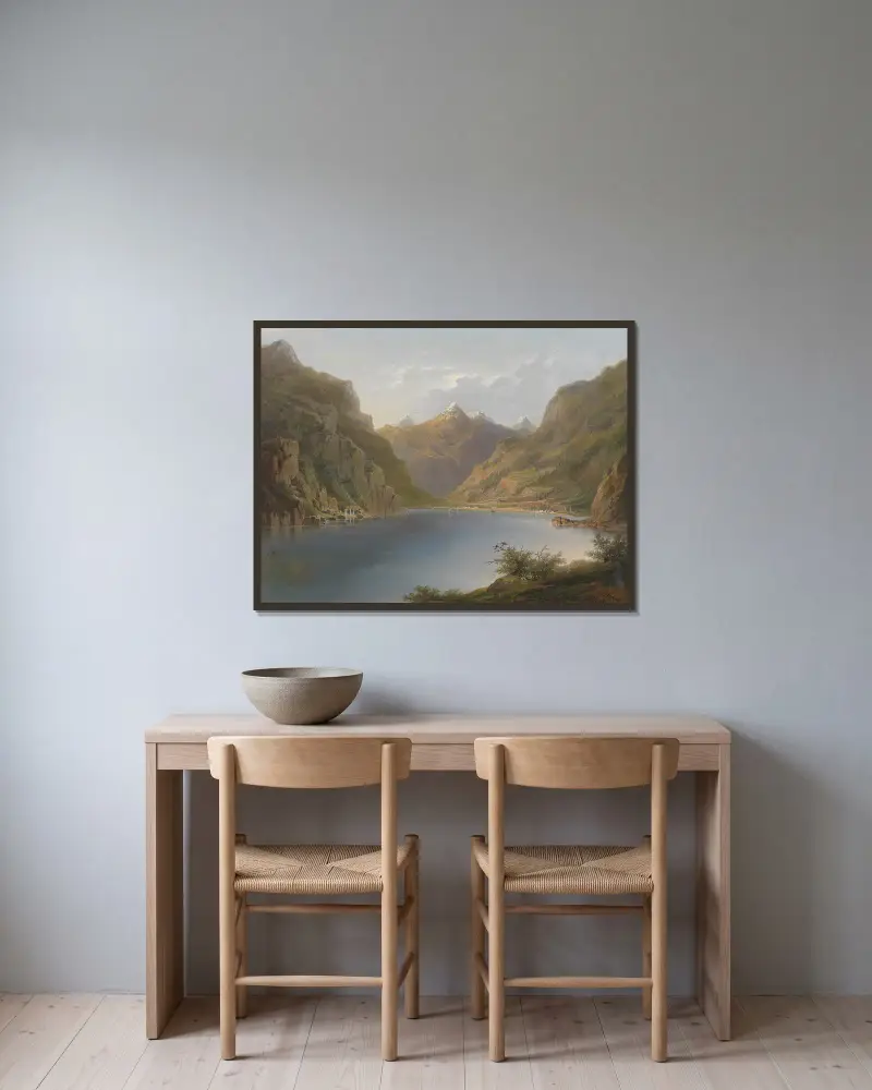 Vierwaldstättersee av Hermann Ottomar Herzog inramad på en vägg