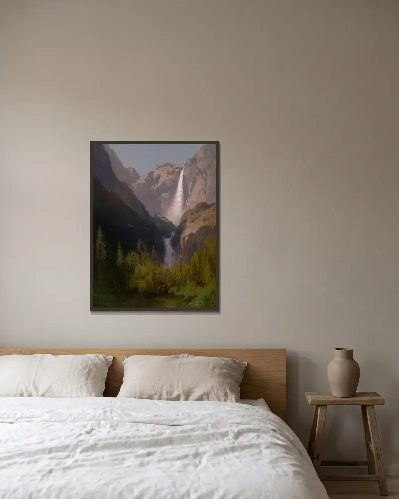 Yosemite Falls, Kalifornien von Hermann Ottomar Herzog gerahmt an einer Wand