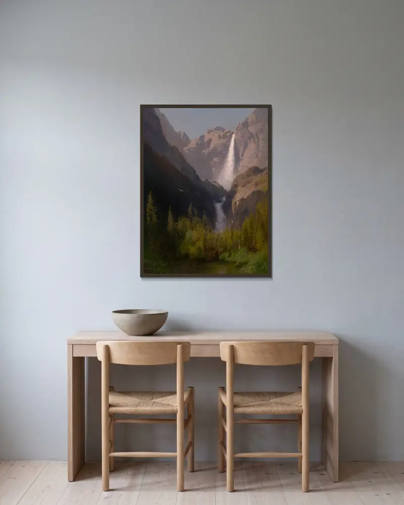 Yosemite Falls, Kalifornien von Hermann Ottomar Herzog gerahmt an einer Wand