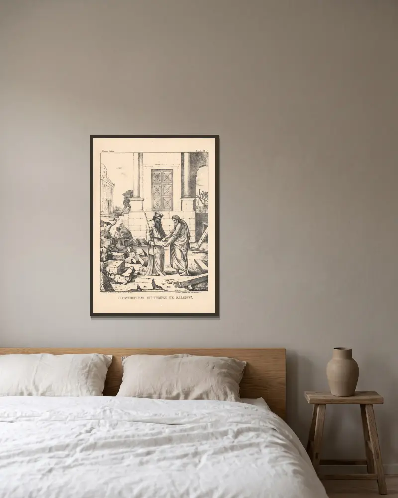 Stavba Šalamounova chrámu, P. Bineteau v rámu na stěně