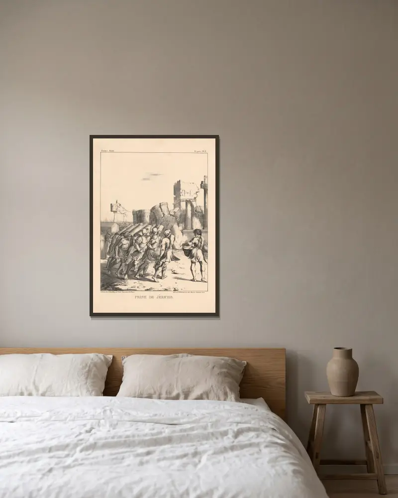 Der Fall von Jericho von P. Bineteau gerahmt an einer Wand