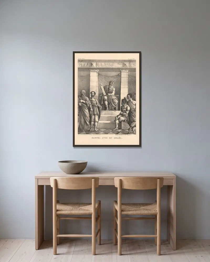 Samuel dömer Israel av P. Bineteau inramad på en vägg