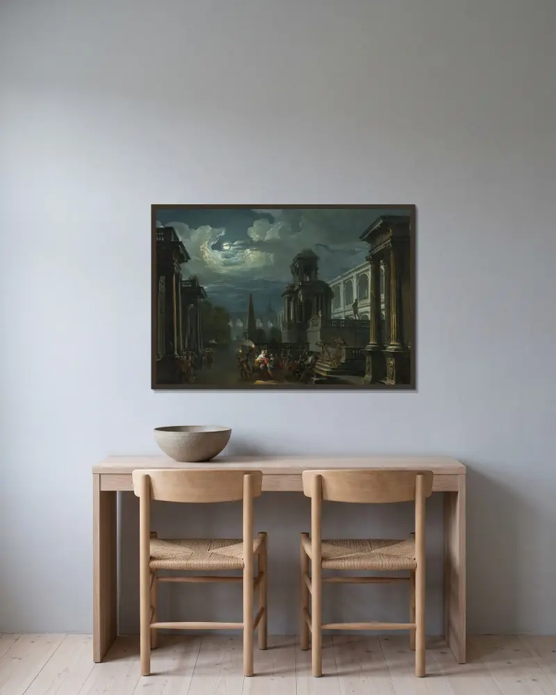 Bortförandet av Helena av Giovanni Paolo Panini inramad på en vägg