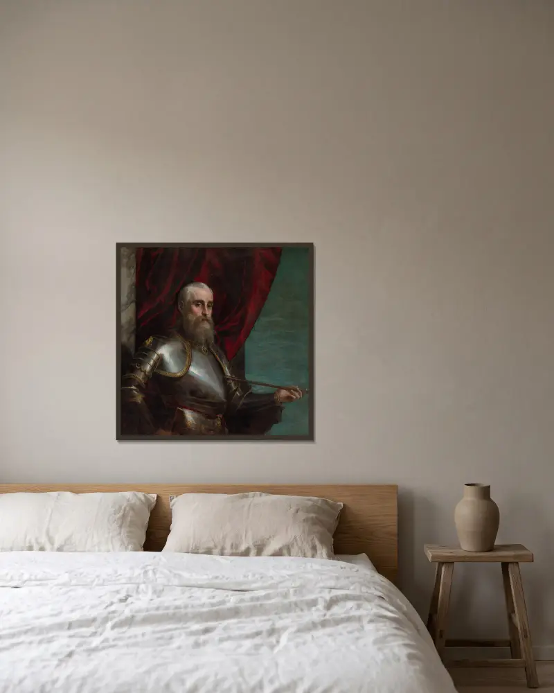 Porträt des Agostino Barbarigo von Paolo Veronese gerahmt an einer Wand