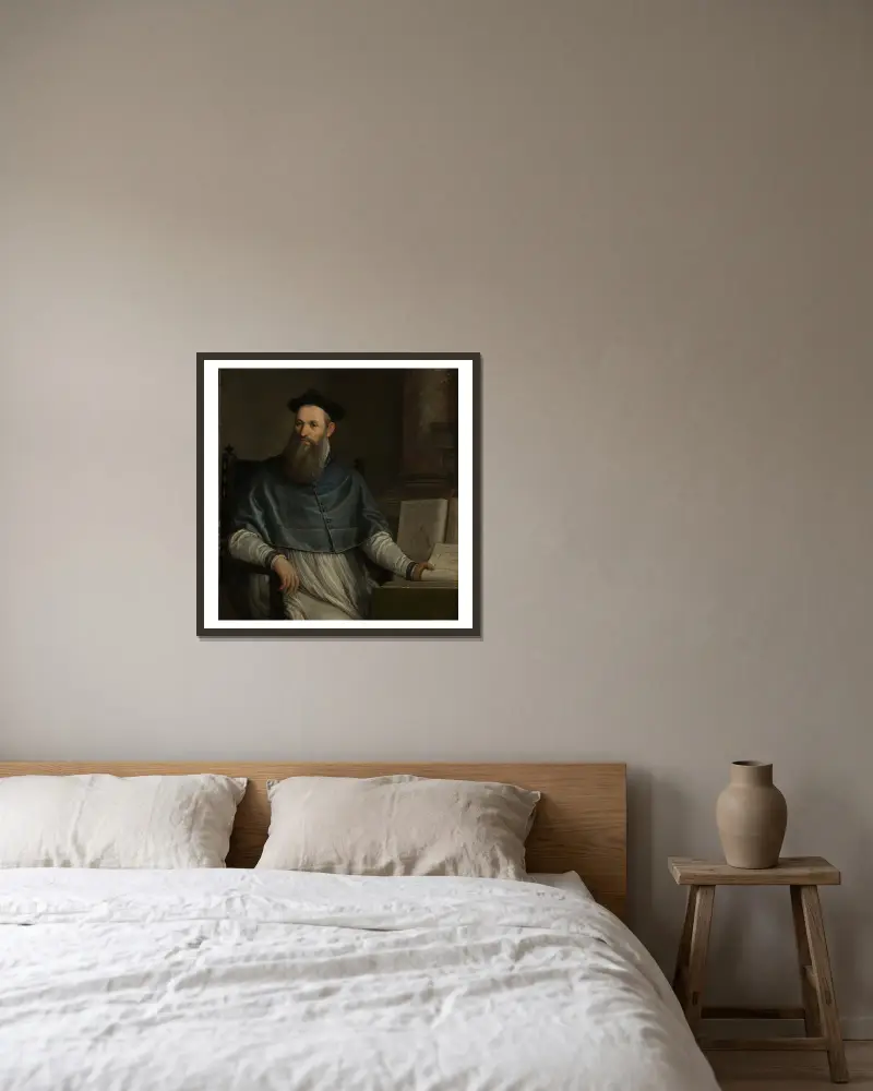 Porträtt av Daniele Barbaro av Paolo Veronese inramad på en vägg