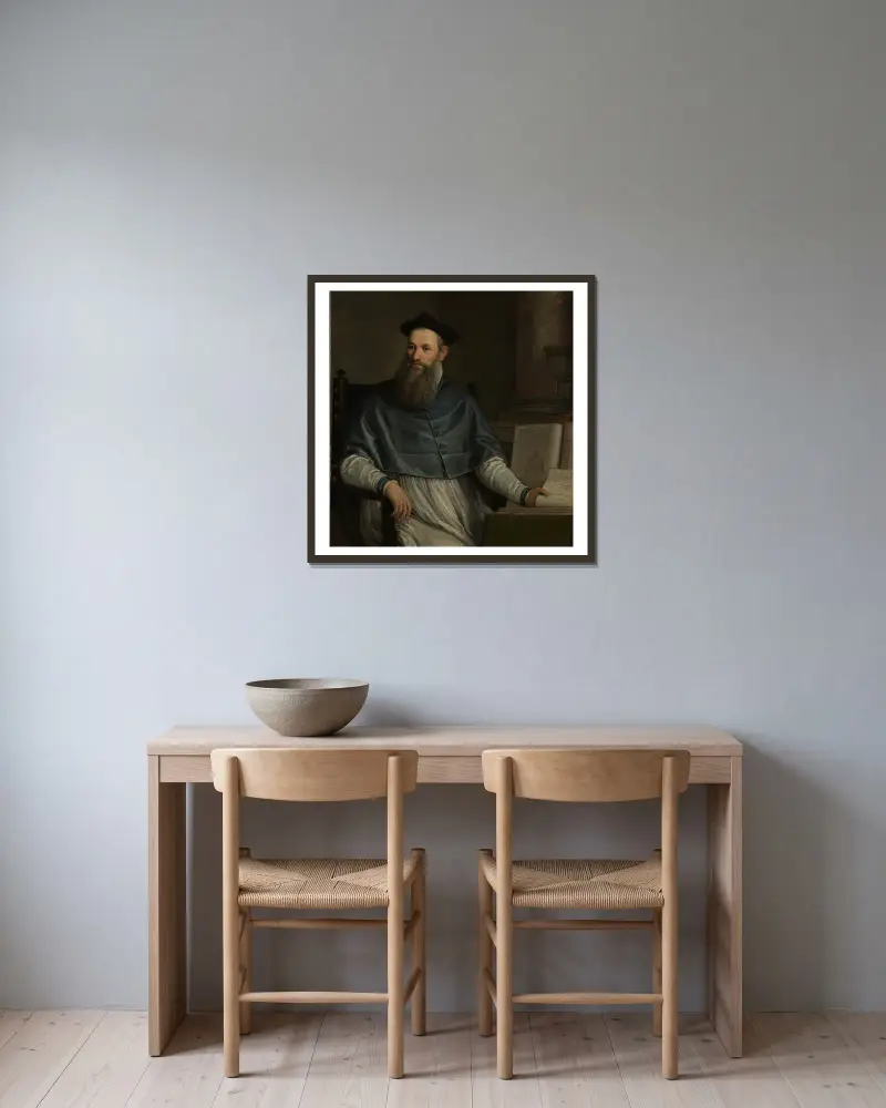 Porträtt av Daniele Barbaro av Paolo Veronese inramad på en vägg