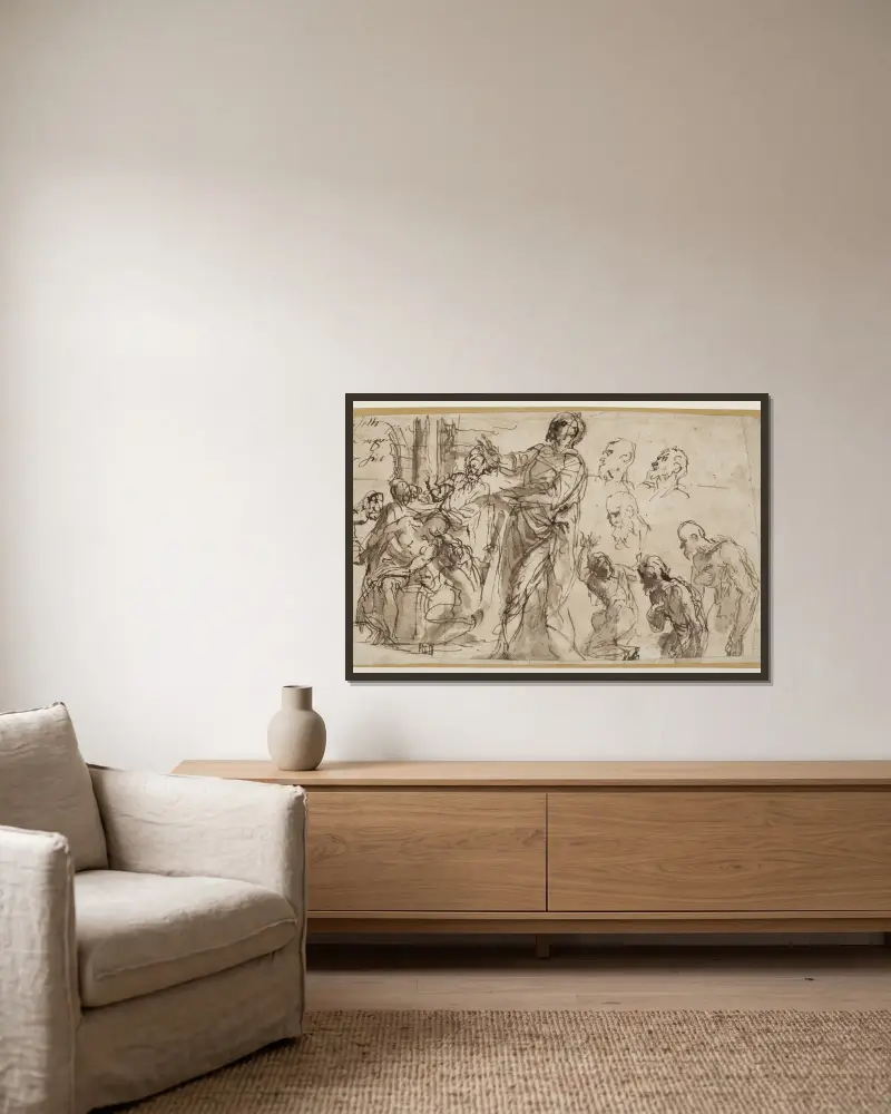 Studies for an Ecce Homo av Paolo Veronese inramad på en vägg