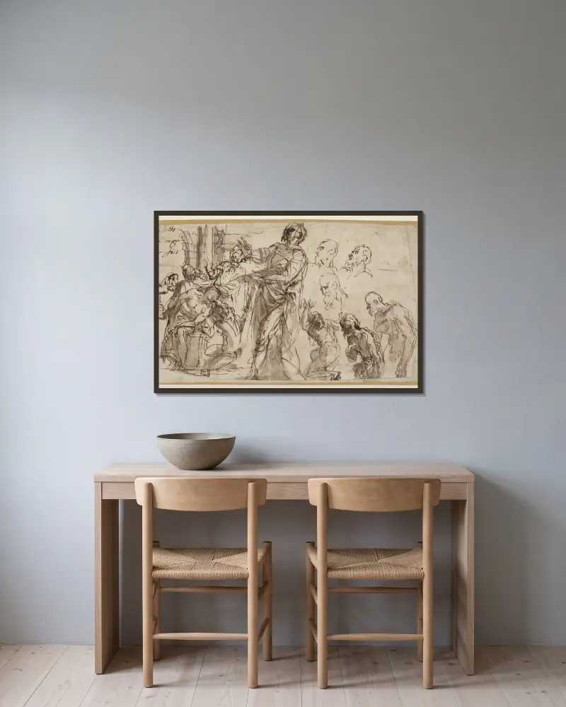Studies for an Ecce Homo av Paolo Veronese inramad på en vägg