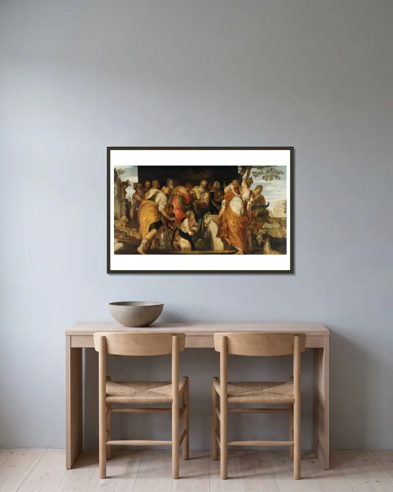 Davids smörjelse av Paolo Veronese inramad på en vägg