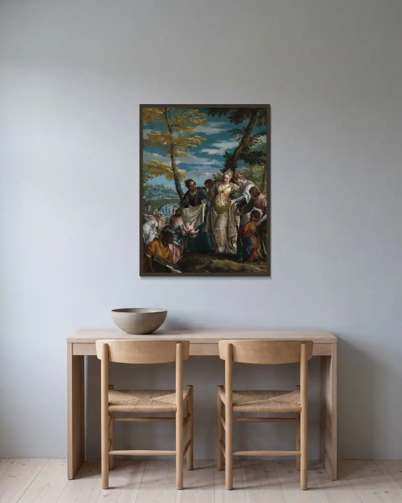 Moses hittas av Paolo Veronese inramad på en vägg