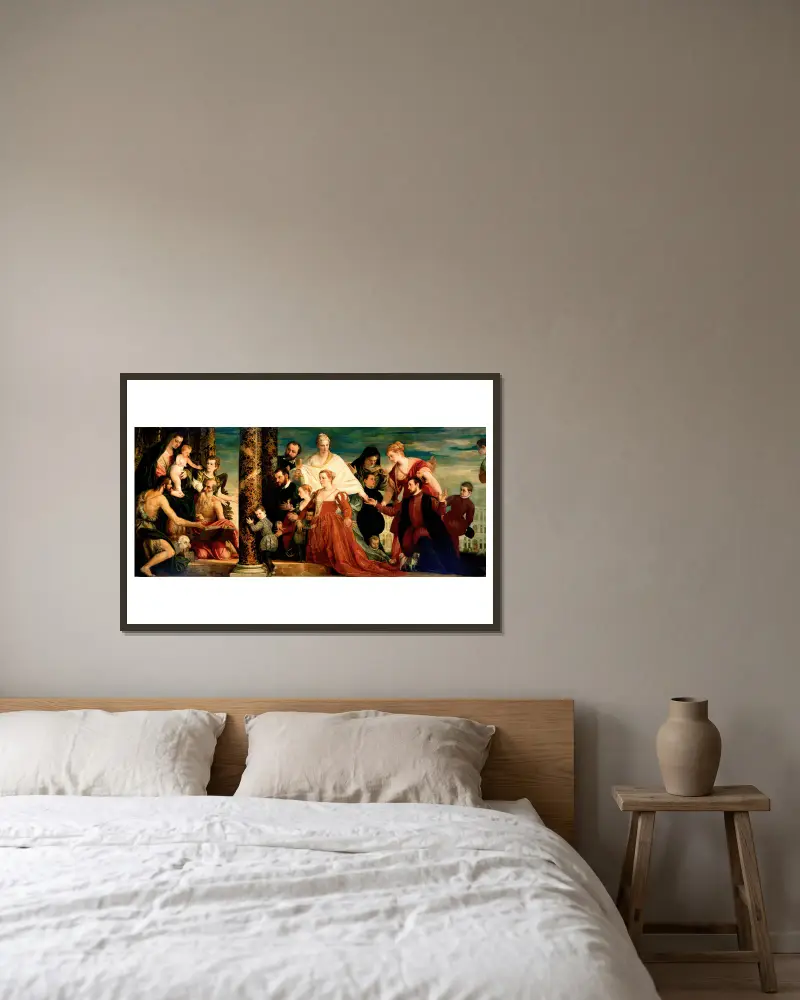 Madonnan i familjen Cuccinas ägo av Paolo Veronese inramad på en vägg