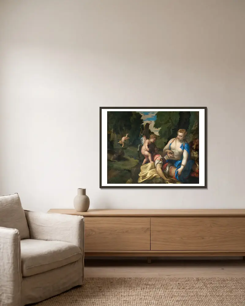 Wenus opłakująca Adonisa, Paolo Veronese w ramie na ścianie
