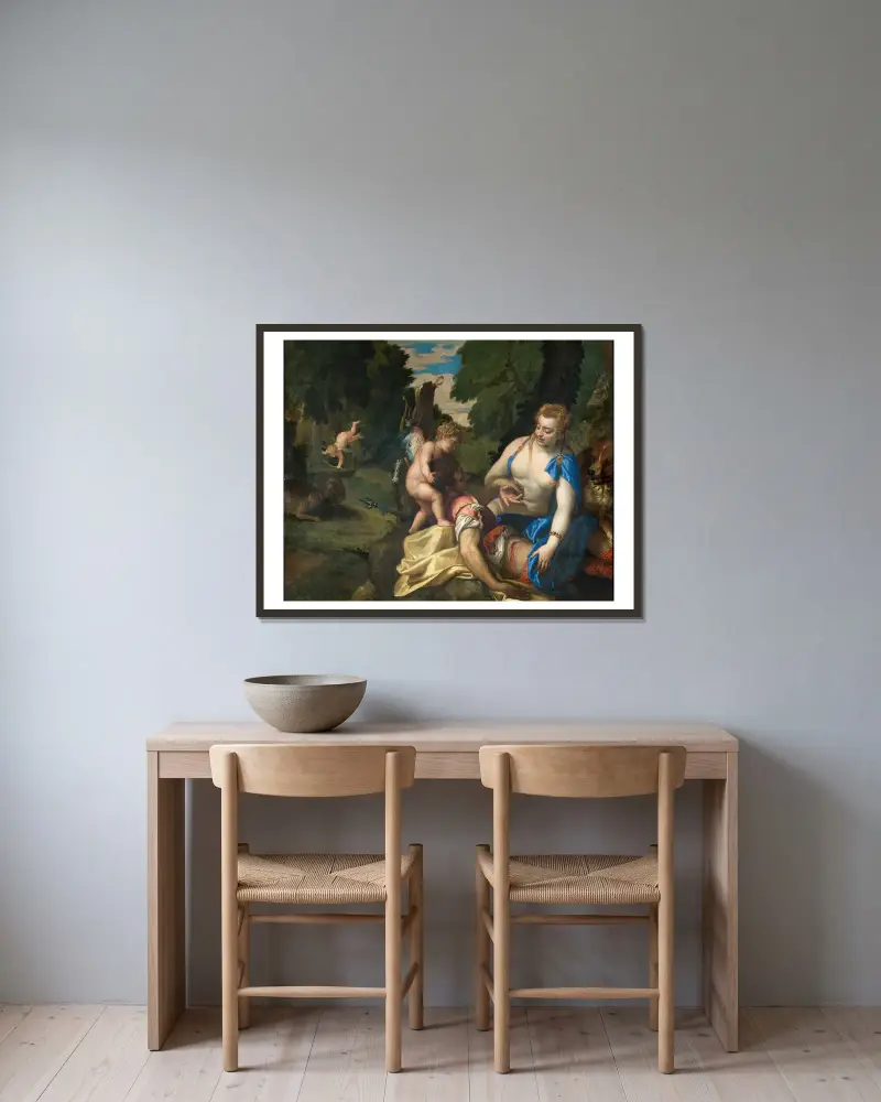 Wenus opłakująca Adonisa, Paolo Veronese w ramie na ścianie