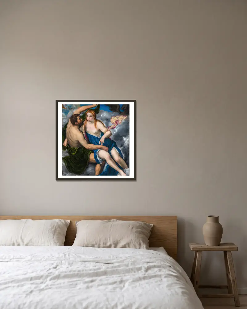 Jupiter and Io av Paris Bordone inramad på en vägg