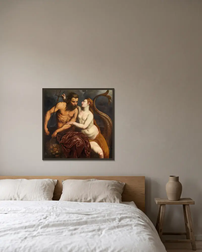 Neptune And Amphitrite av Paris Bordone inramad på en vägg