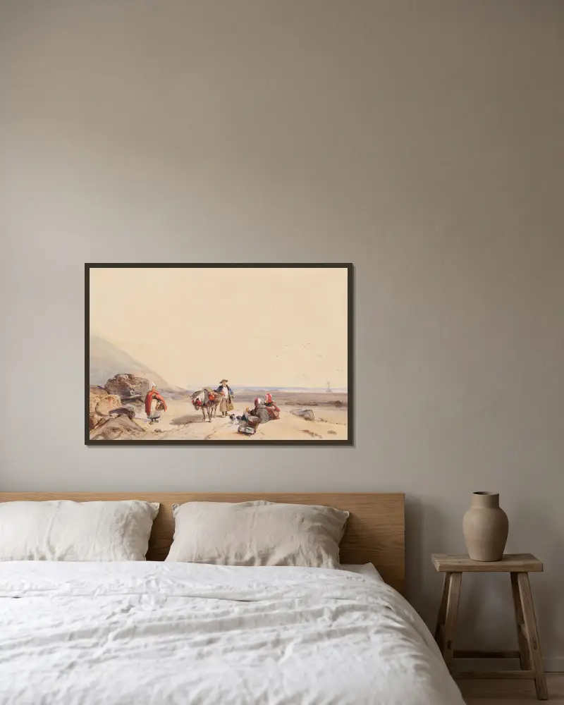 Kustscen med figurer av Richard Parkes Bonington inramad på en vägg
