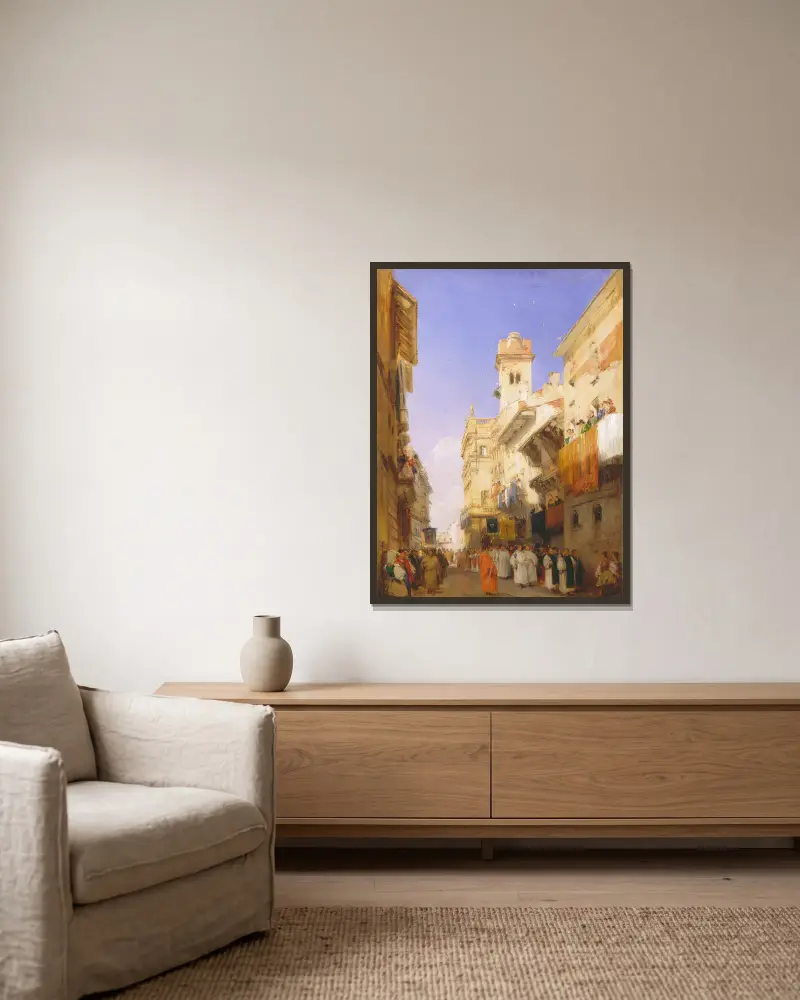 Corso Sant’Anastasia, Verona av Richard Parkes Bonington inramad på en vägg