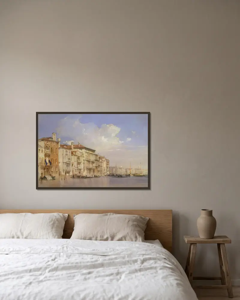 Canal Grande, Venedig av Richard Parkes Bonington inramad på en vägg