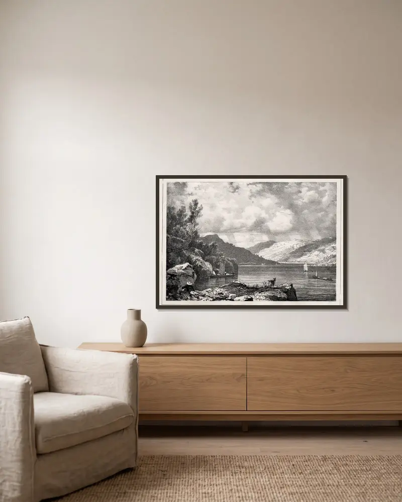 Loch Lomond av Richard Parkes Bonington inramad på en vägg