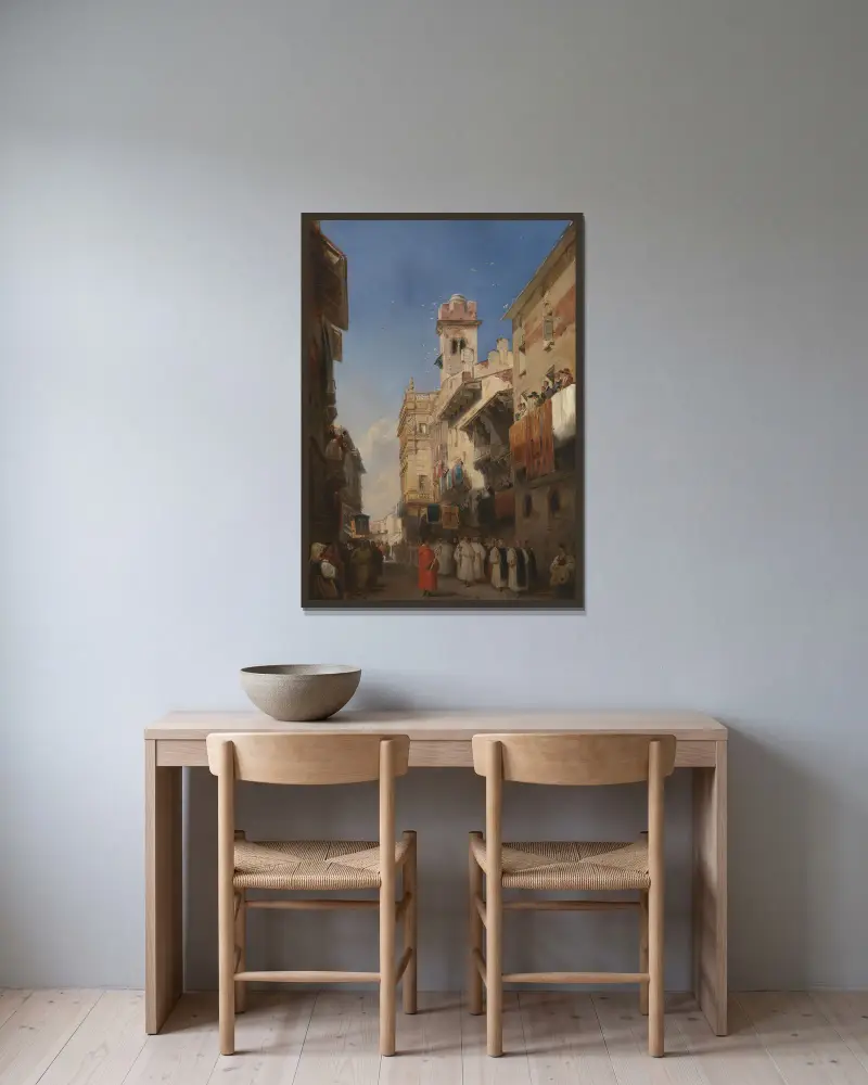 Procesja w Weronie, Richard Parkes Bonington w ramie na ścianie